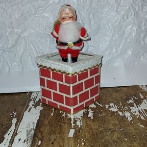 Vintage Muscial Santa Goes Up And Down Chimney